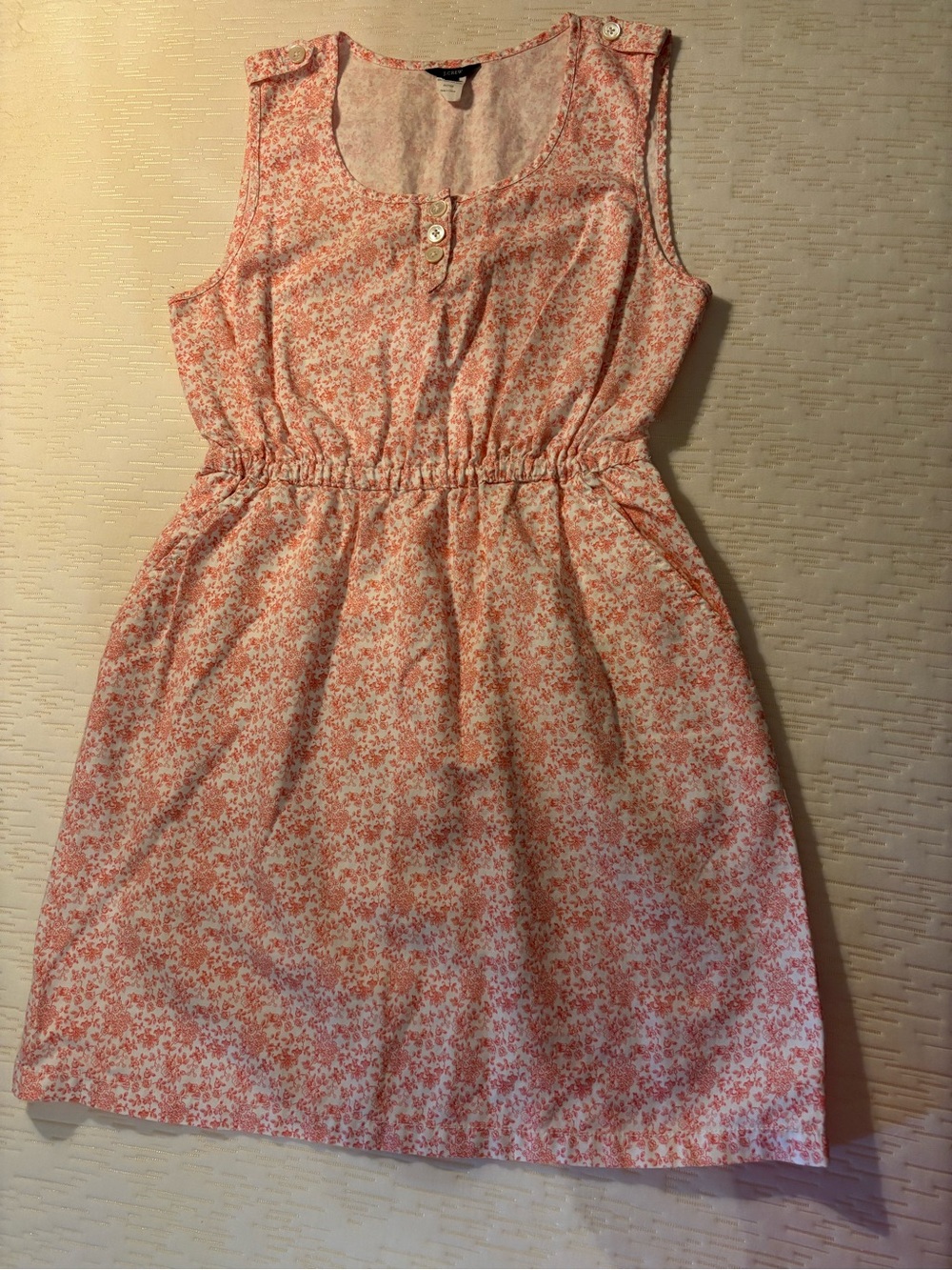J. Crew Pink Floral Sleeveless Elastic-Waist Day Dress